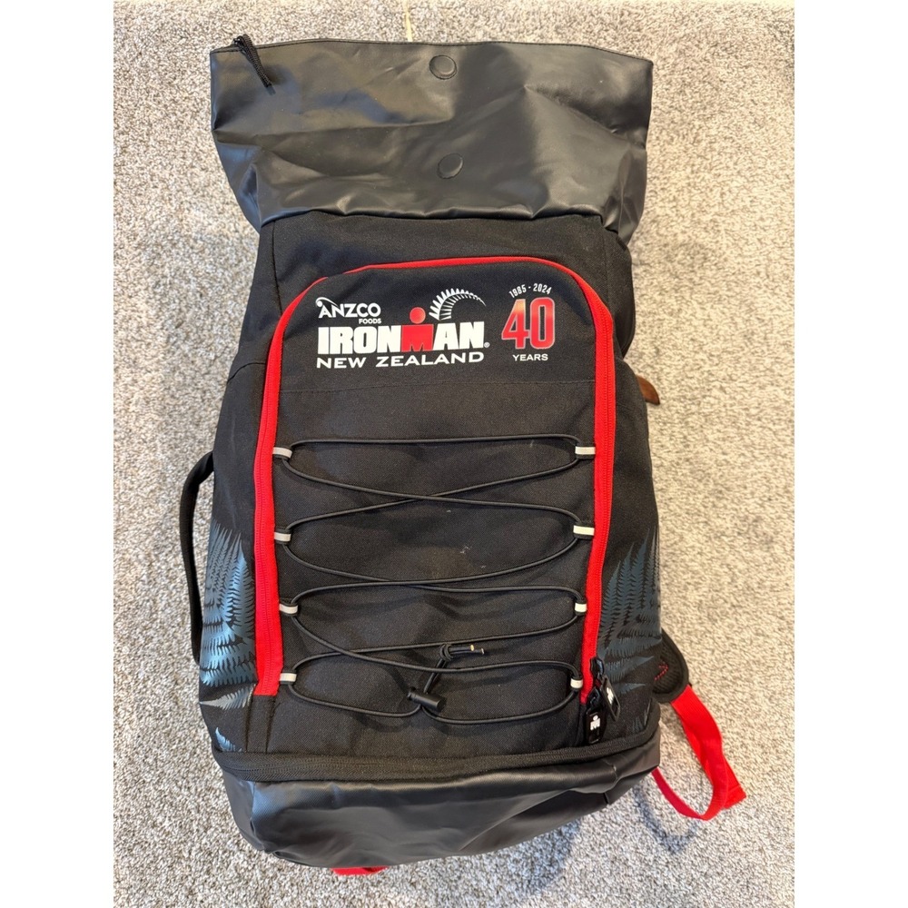 Ironman Backpack Unisex Black New Zealand 40 Years Anniversary Roll Top Bag 23in
